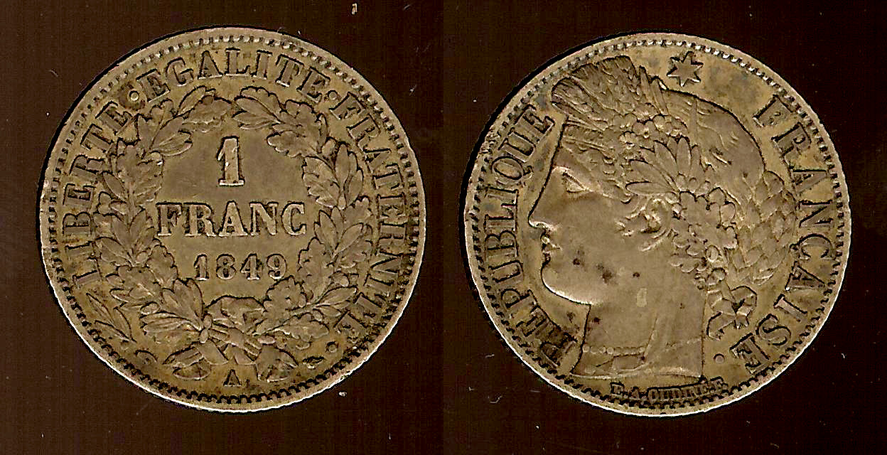 1 franc 2nd republic 1849A EF